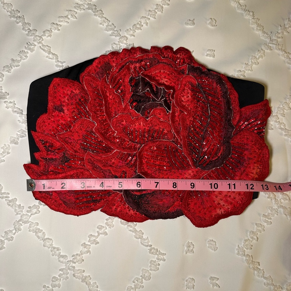 Alice + Olivia Black Top with Red Floral Design - Picture 6 of 7